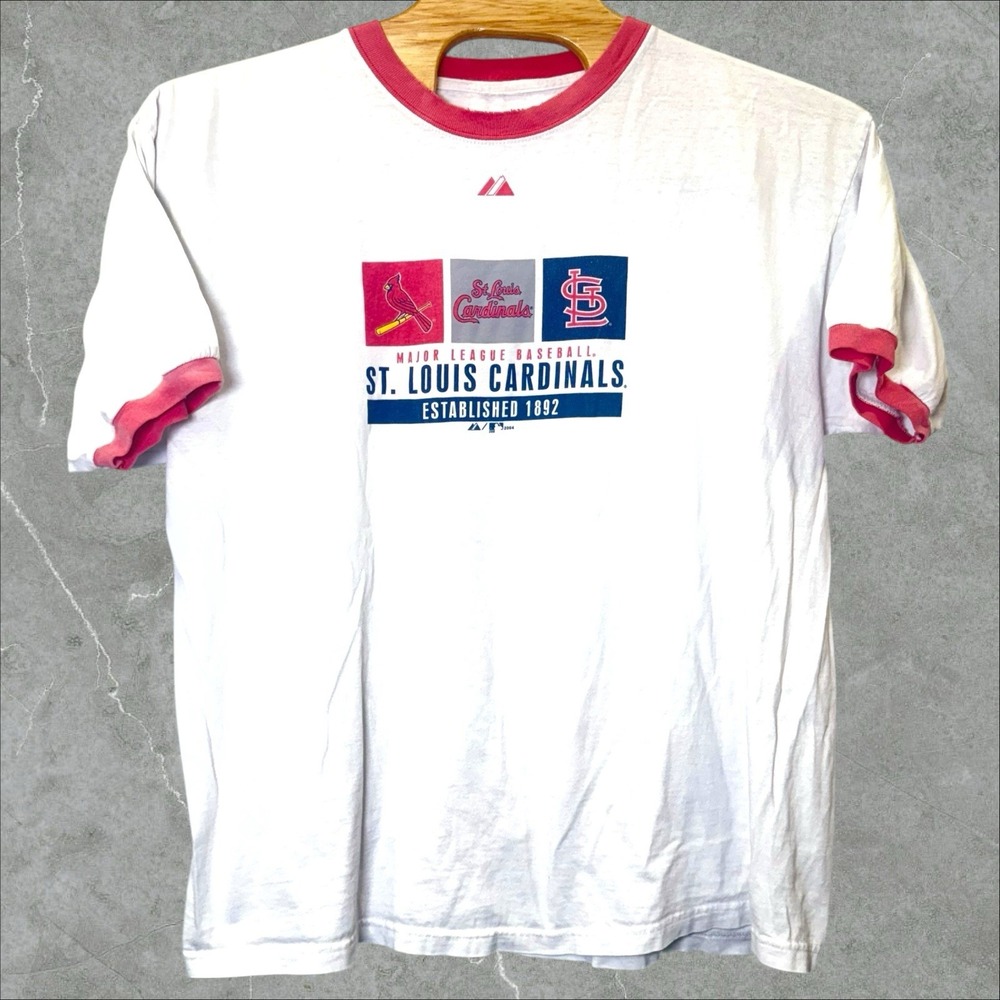 Vintage Y2k 2004 St. Louis Cardinals MLB Ringer T-Shirt White Red Trim Men's XXL